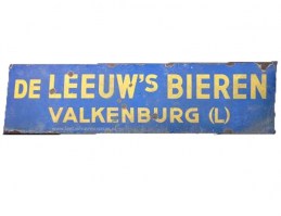 Leeuws bieren emailla bord blauw groot